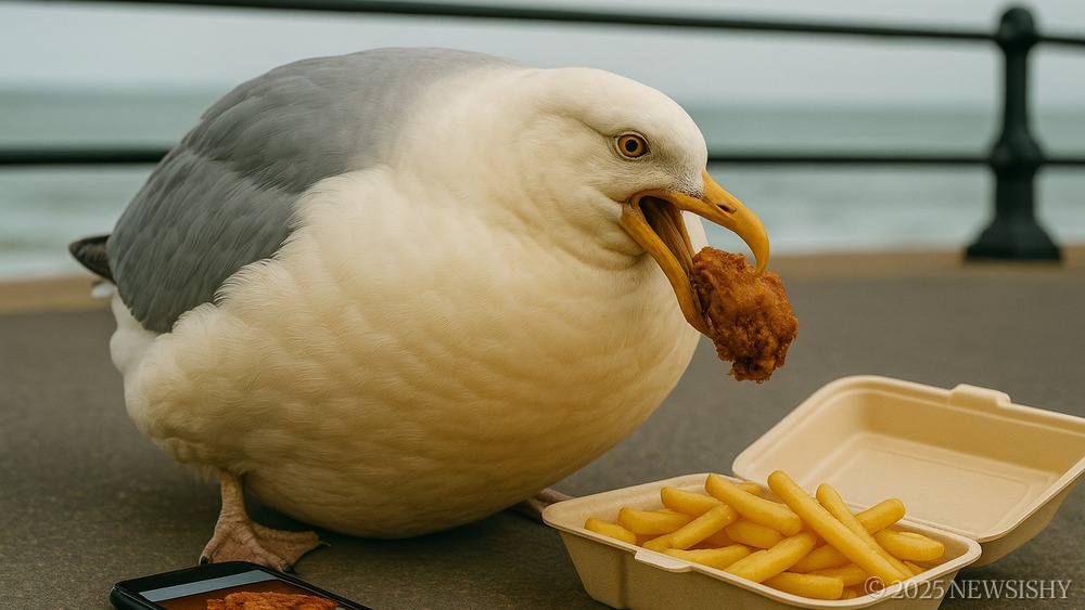 Obese Seagulls In Cleethorpes Caught Placing Fast Food Orders Using Stolen Phones.