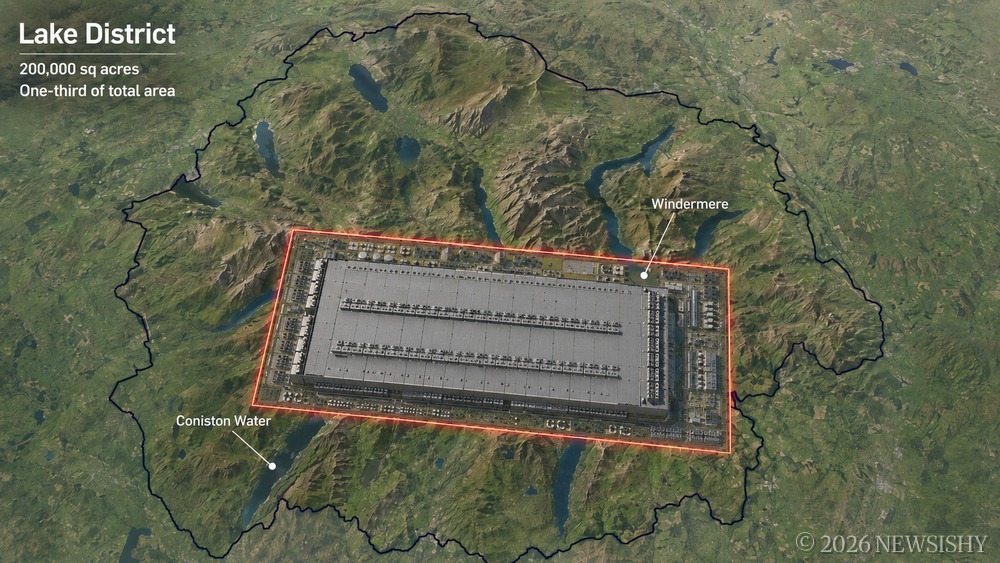 New AI Data Centre In The Lake District Will Be 200,000 sq. Acres Or ⅓ Of The Total Area.