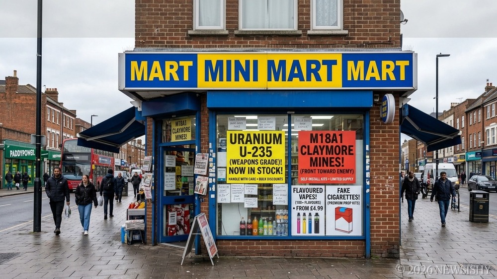 High Street Mini-Marts Selling Weapons Grade Uranium And Claymore Mines To Children.