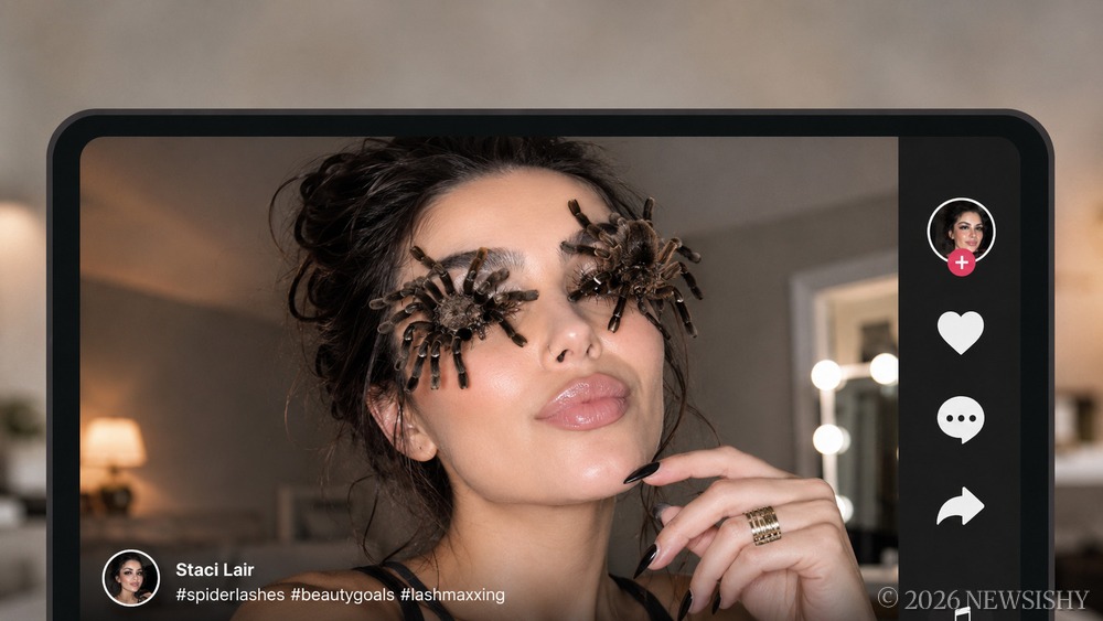 Women Using Actual Spiders For Eyelashes.